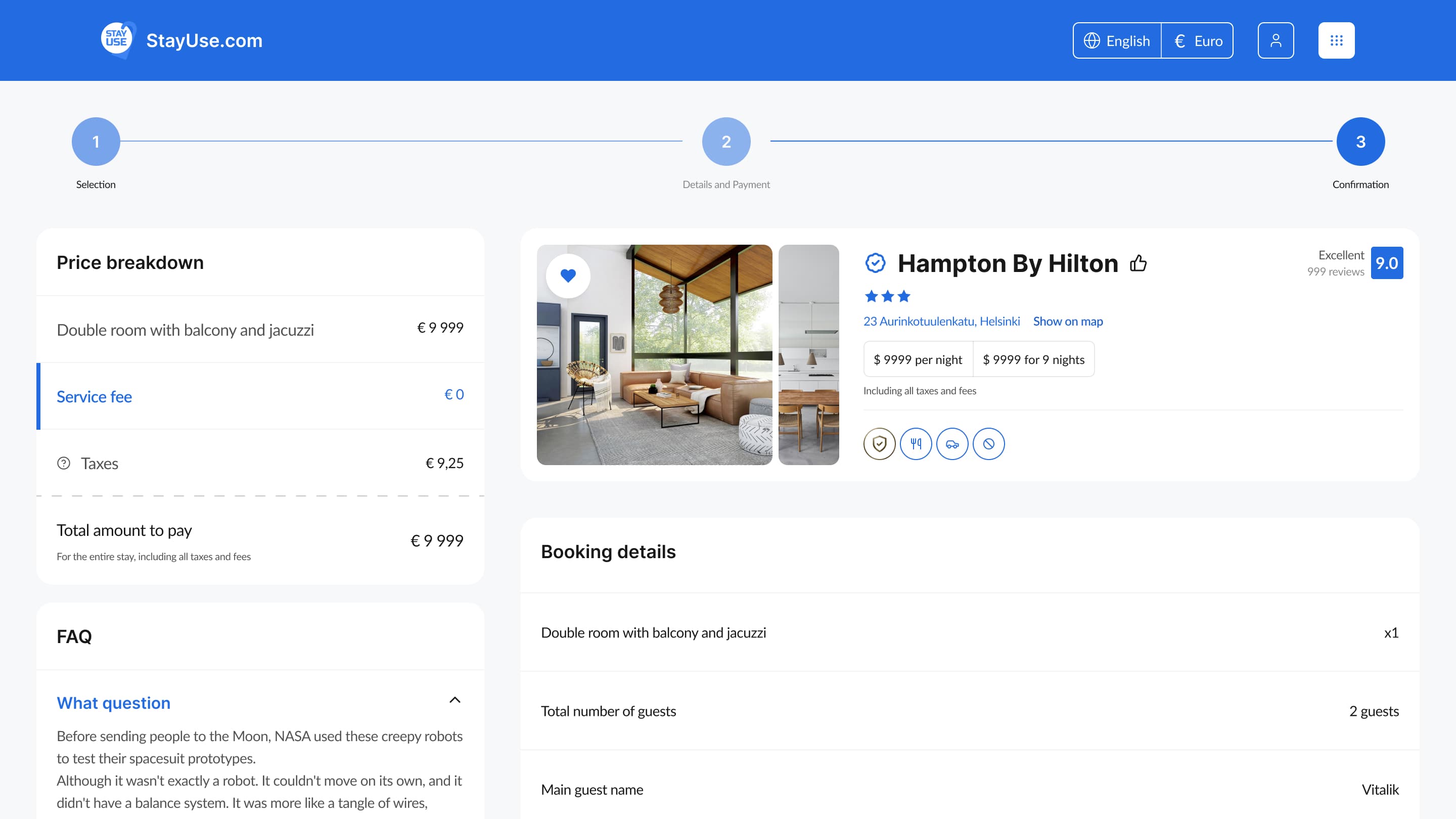 StayUse.com – Booking Screen
